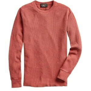 Double RL RRL Ralph Lauren Waffle-Knit Crewneck Shirt Red Medium M
